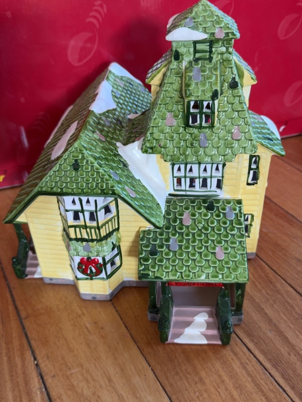 Yellow & Green Ceramic Holiday House Figurine Department 56